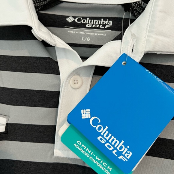 NWT Columbia Striped Omni-wick Golf Shirt, Size Large - Picture 8 of 8